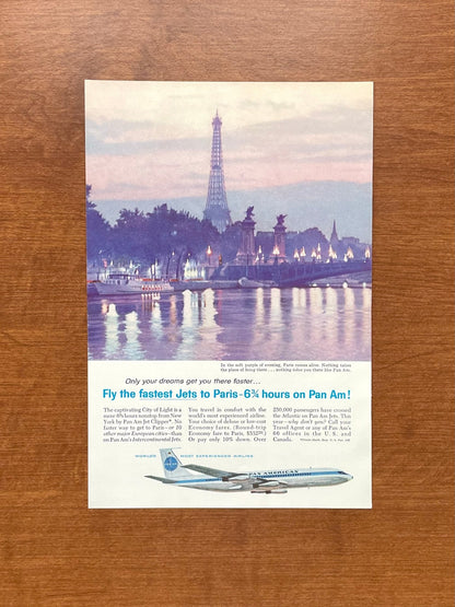 1960 Pan Am "fastest Jets to Paris" Advertisement