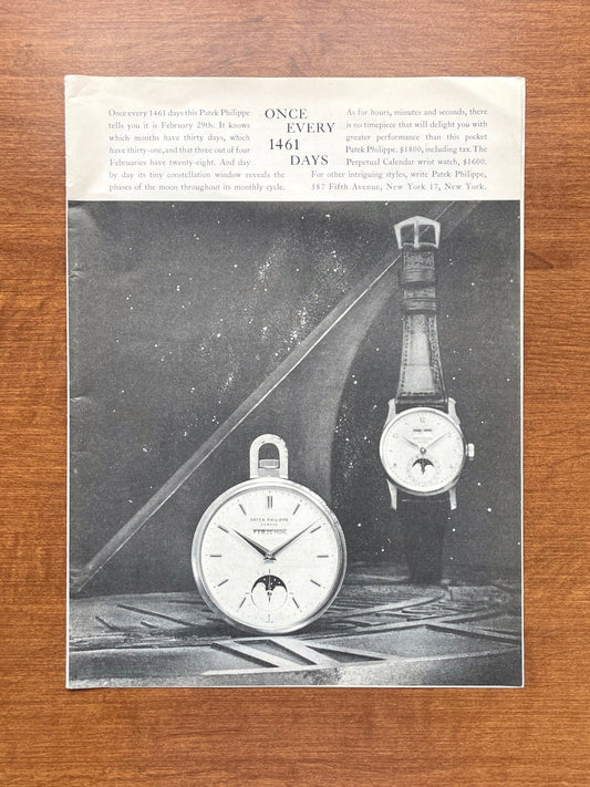 1960 Patek Philippe Ref. 1526 "Once every 1461 days" Advertisement