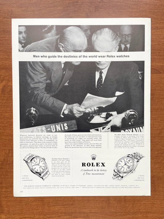 1960 Rolex Datejust "Men who guide the destinies of the world..." Advertisement