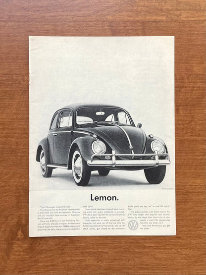 1960 Volkswagen VW Beetle "Lemon." Advertisement