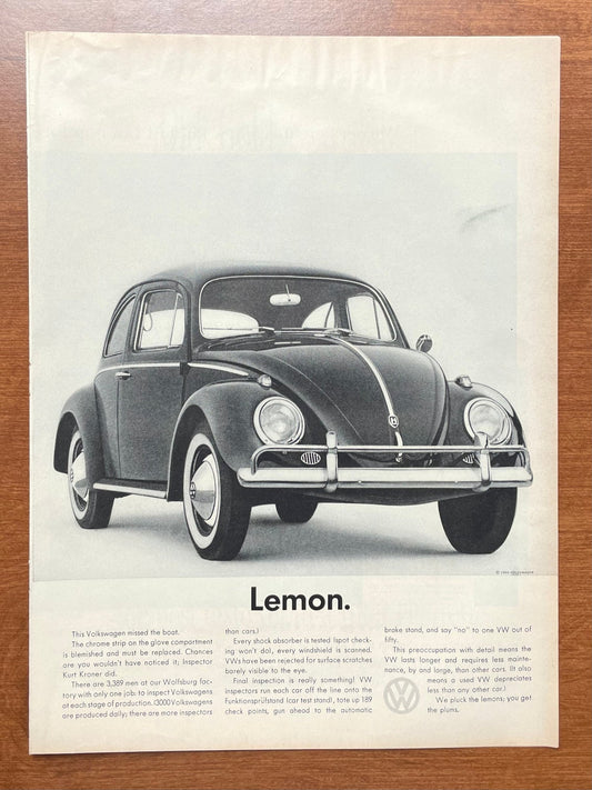 1960 Volkswagen VW Beetle "Lemon." Advertisement