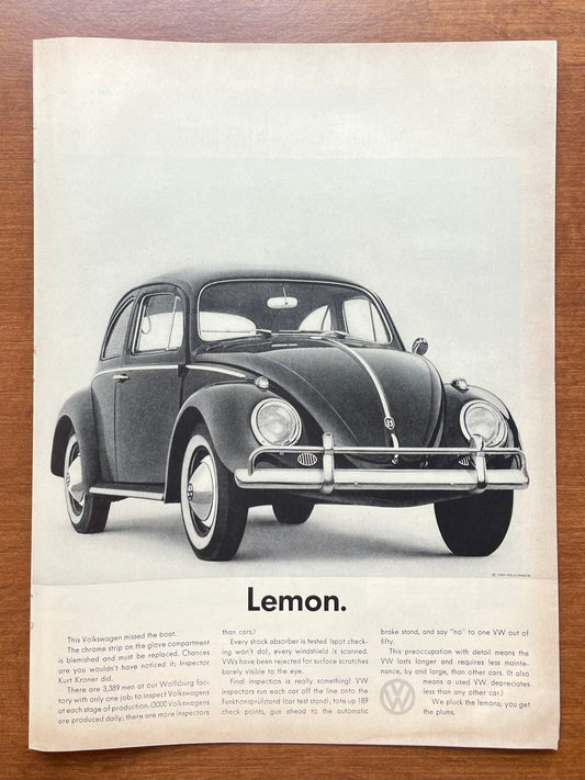 1960 Volkswagen VW Beetle "Lemon." Advertisement