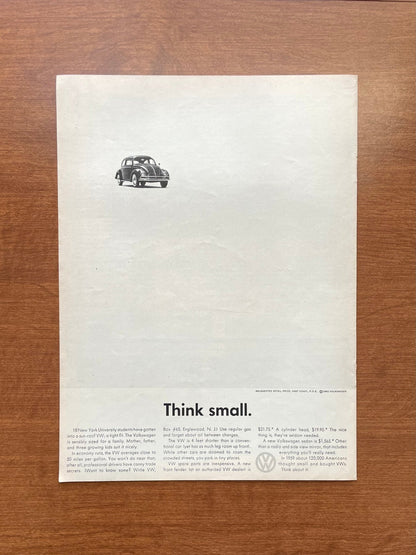 1960 Volkswagen VW Beetle "Think small." Advertisement