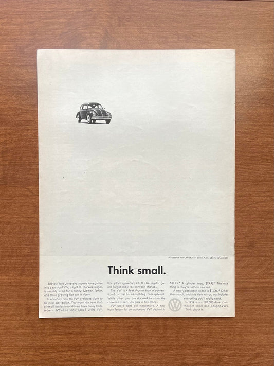 1960 Volkswagen VW Beetle "Think small." Advertisement