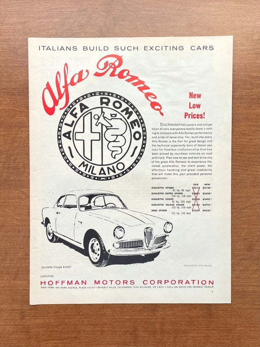 1961 Alfa Romeo "Italians build such exciting cars" Advertisement (red)