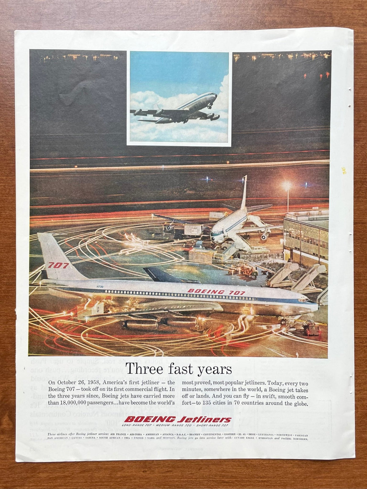 1961 Boeing "Three fast years" Advertisement