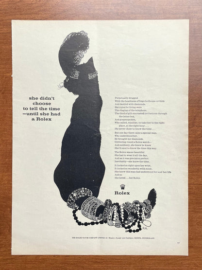 1961 Rolex "she didn't choose to tell the time..." feat. cat wearing jewelry Advertisement