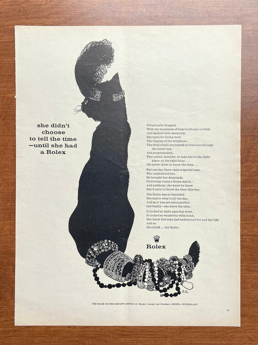 1961 Rolex "she didn't choose to tell the time..." feat. cat wearing jewelry Advertisement