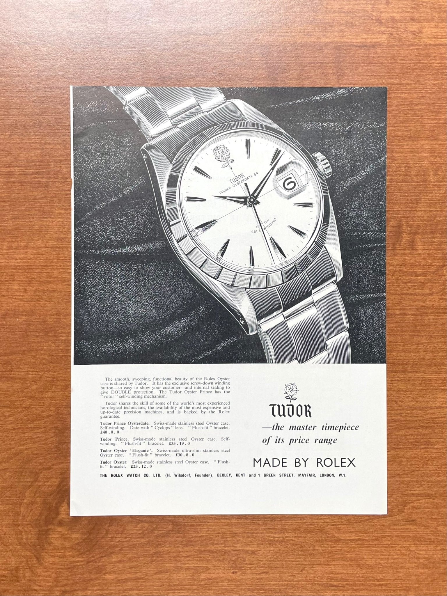 1961 Tudor Price Oysterdate 34mm Advertisement