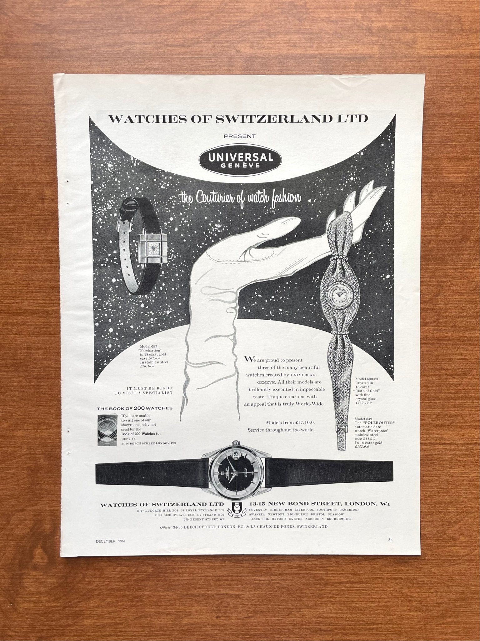 1961 Universal Geneve Polerouter at Watches of Switzerland Advertisement