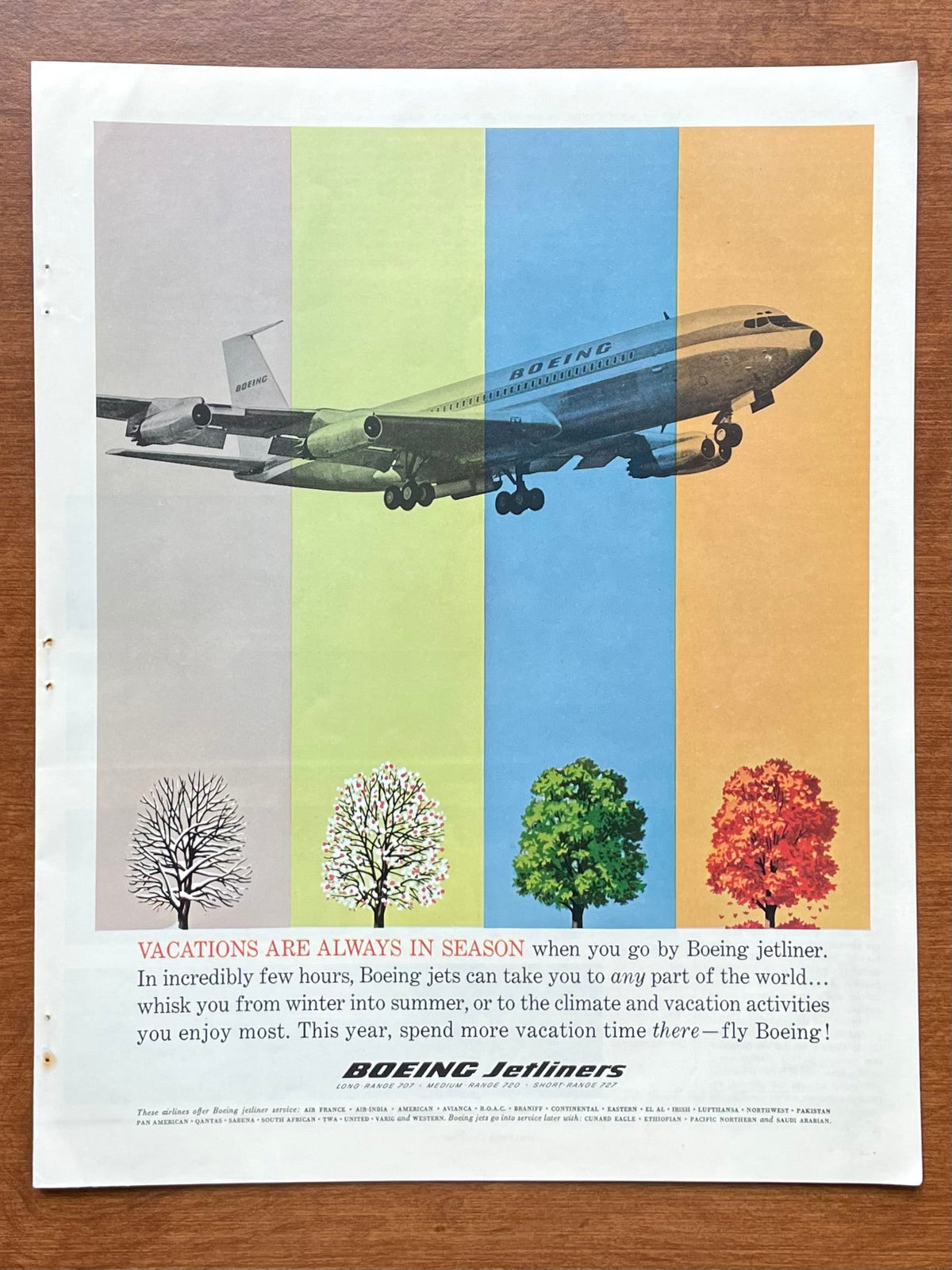 1962 Boeing "Vacations are always in season" Advertisement