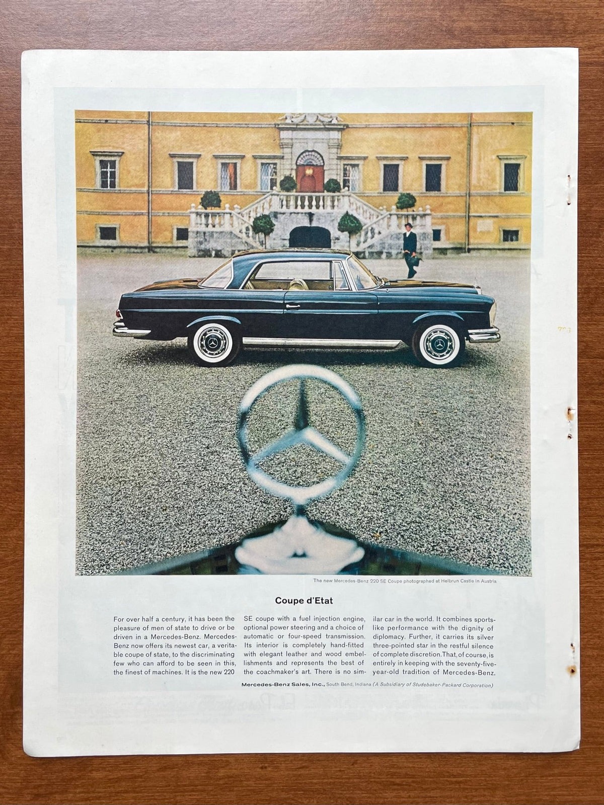1962 Mercedes Benz "Coupe d'Etat" Advertisement