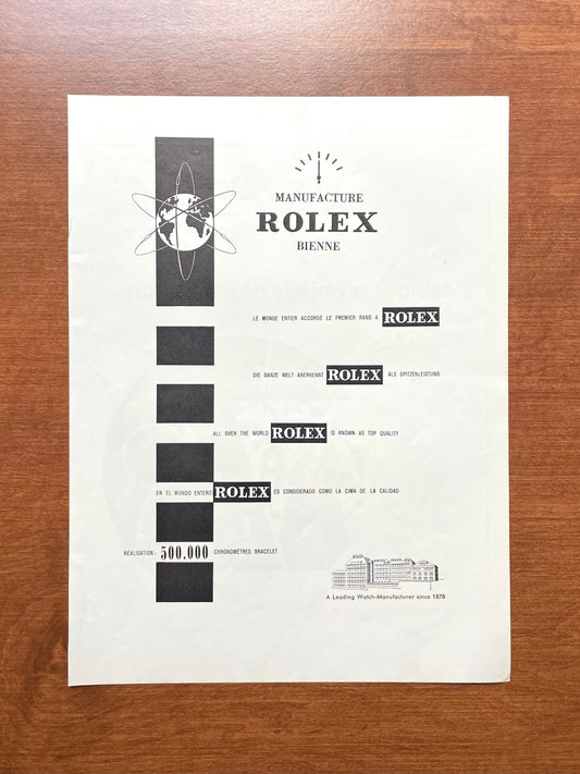 1962 Rolex "Manufacture Bienne" Advertisement