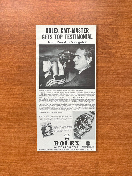 1962 Rolex GMT Master Ref. 1675 "Pan Am Navigator" Advertisement