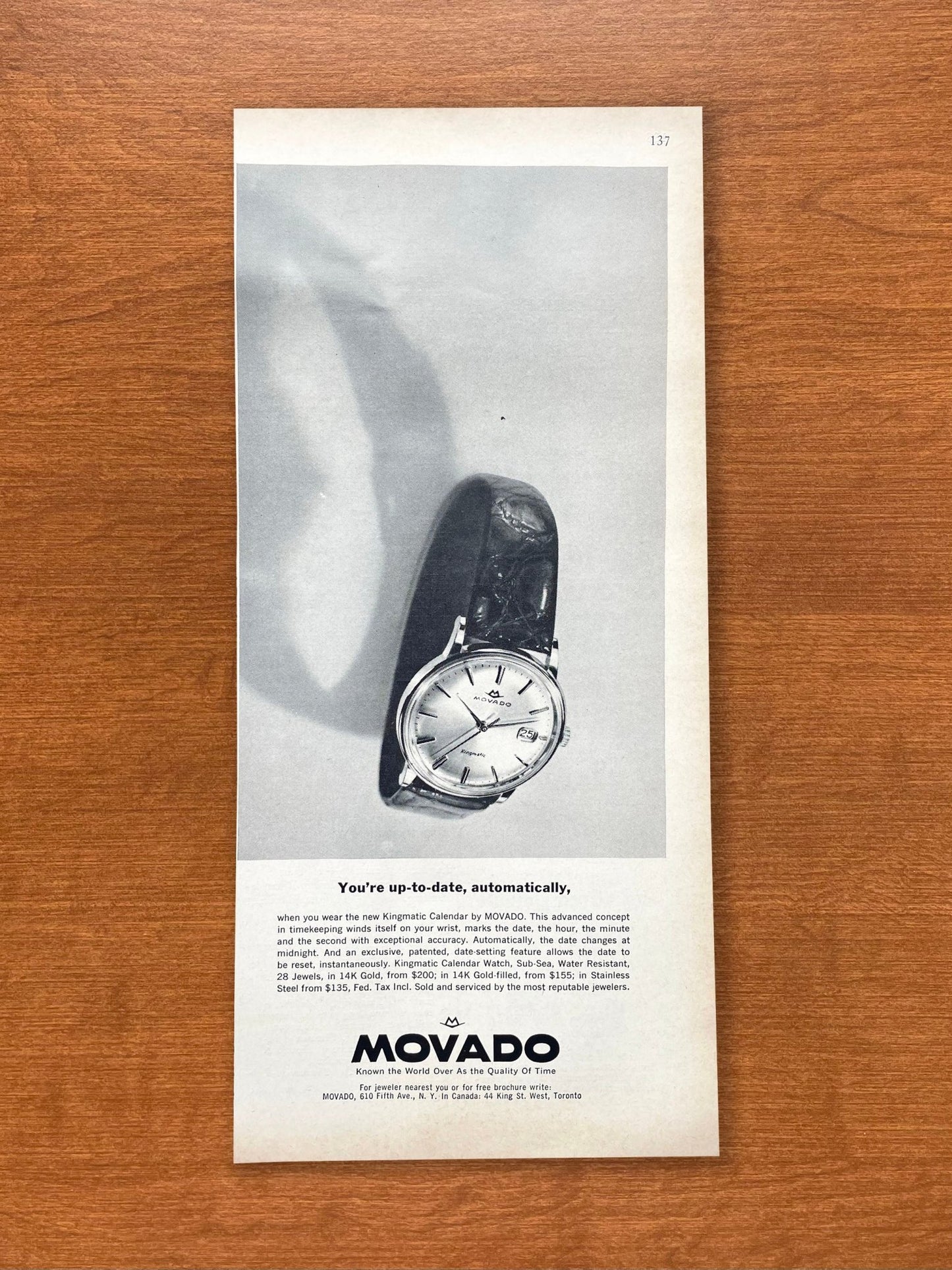 1963 Movado Kingmatic Calendar Advertisement