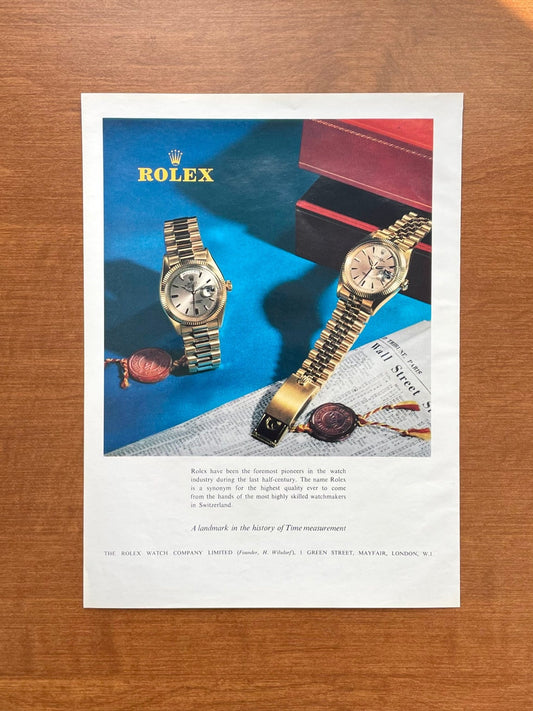 1963 Rolex Day Date Ref. 1803 and Datejust Ref. 1601 Advertisement