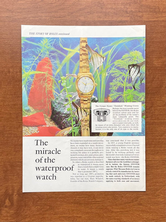 1963 Rolex Oyster Perpetual "miracle of the waterproof watch" Advertisement