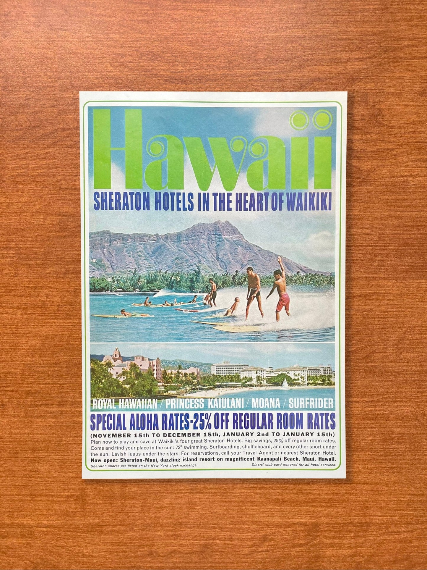 1963 Sheraton Hotels in Hawaii Travel Advertisement