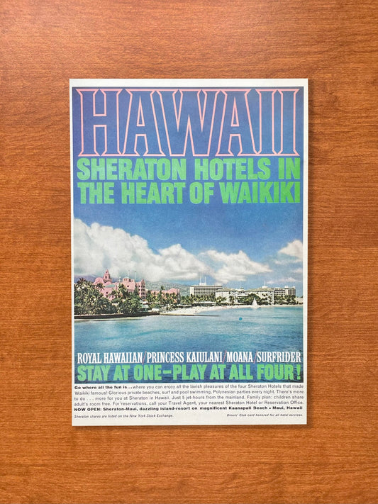 1963 Sheraton Hotels in Waikiki Hawaii Travel Advertisement