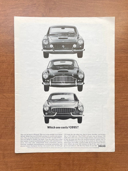 1963 Volvo P1800 feat. Ferrari and Aston Martin Advertisement