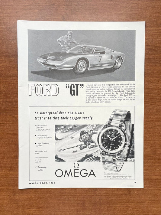 1964 Omega Seamaster 300 "time their oxygen supply" Advertisement
