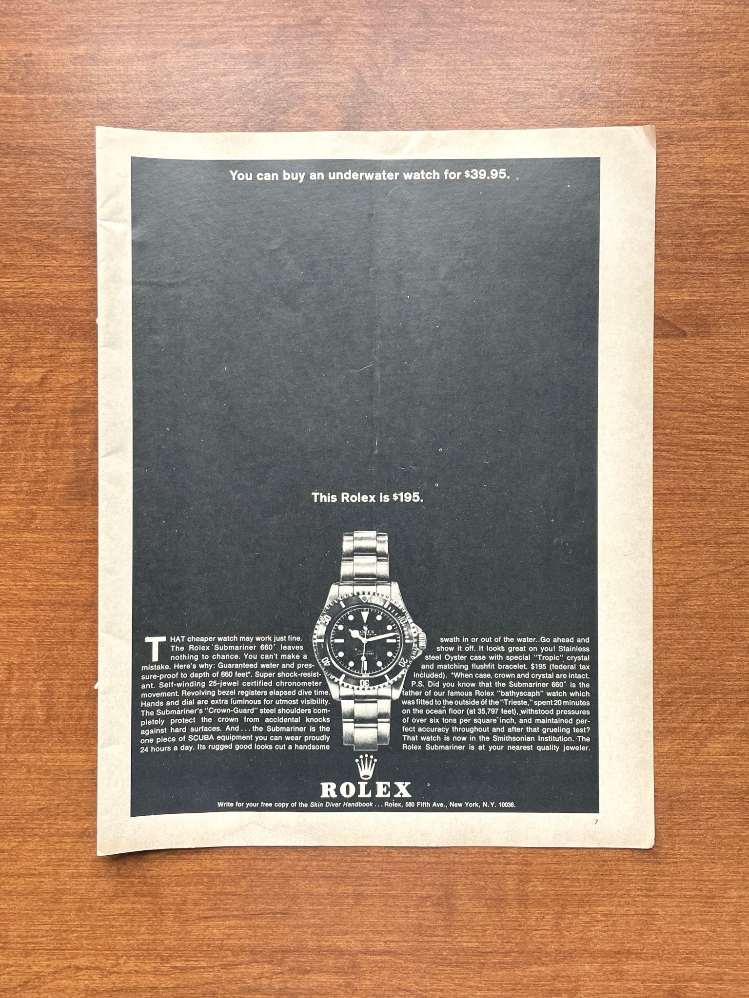 1964 "This Rolex is $195" Submariner Advertisement