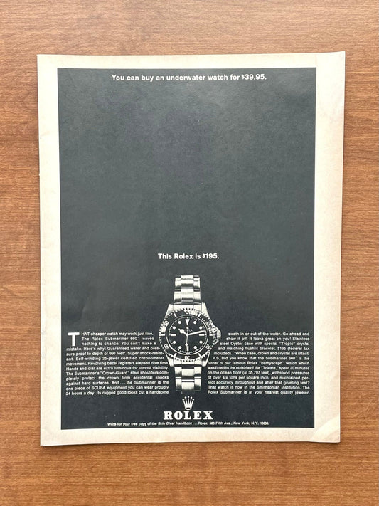 1964 "This Rolex is $195" Submariner Advertisement