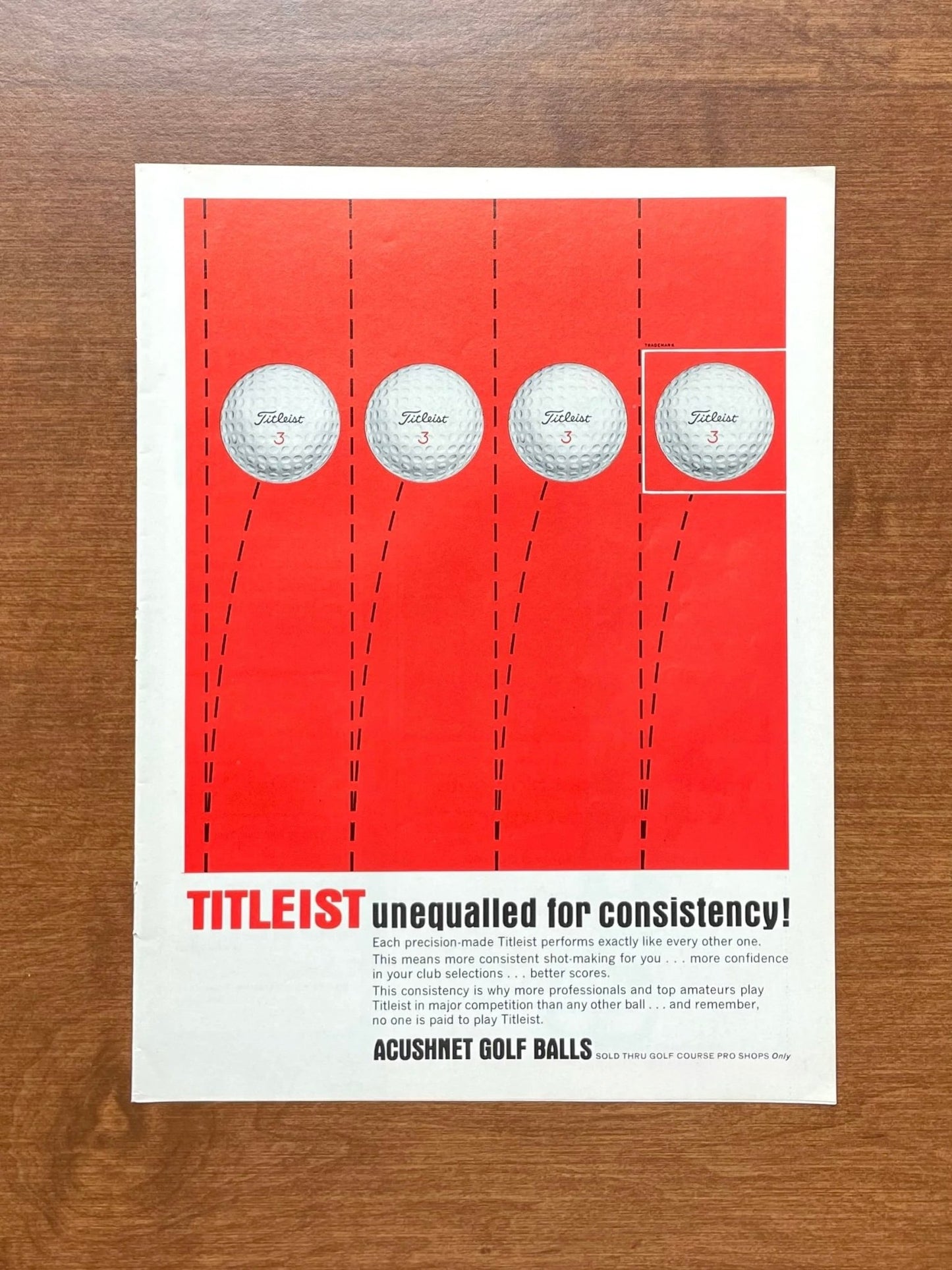 1964 Titleist Golf Ball "unequalled for consistency!" Advertisement
