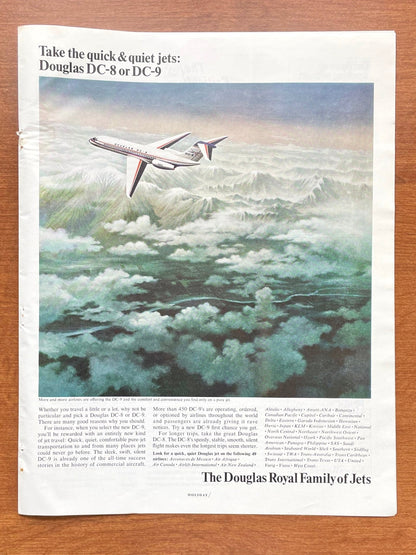 1965 Douglas DC - 8 or DC - 9 "quick and quiet jets" Advertisement