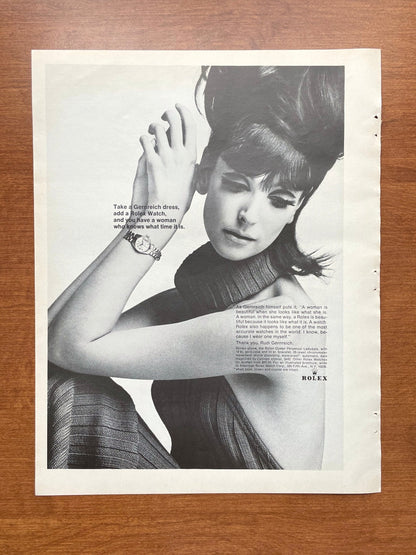 1965 Rolex Lady Date "Gernreich dress... woman who knows what time it is" Advertisement