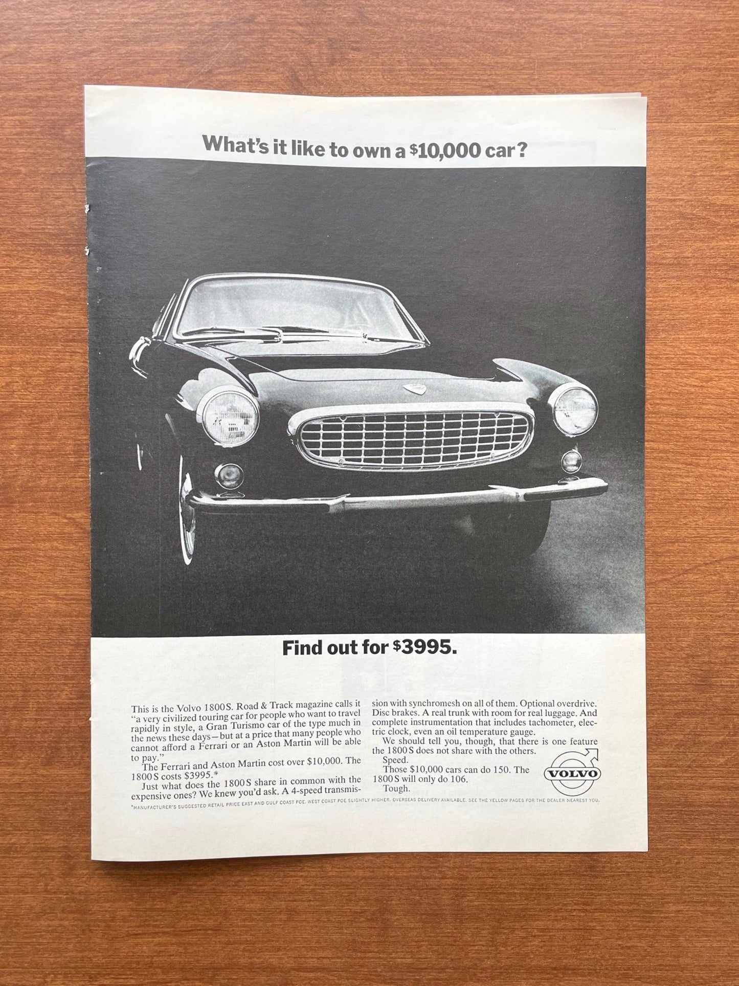 1965 Volvo 1800S "Find out for $3,995" Advertisement