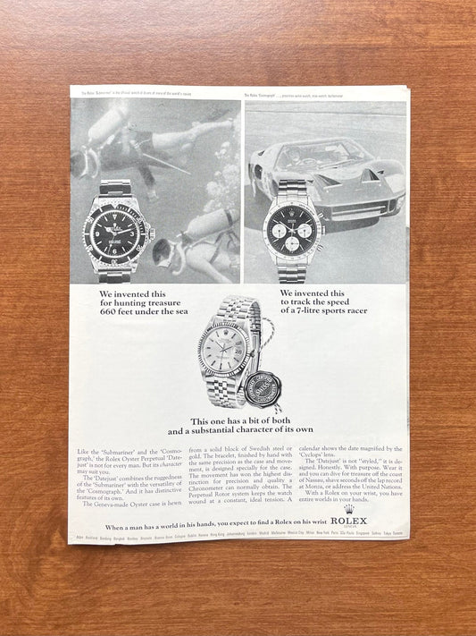 1966 Rolex Advertisement feat. Submariner, Daytona, and Datejust