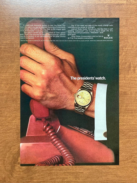 1966 Rolex Day Date Ref. 1803 "The presidents' watch." Advertisement