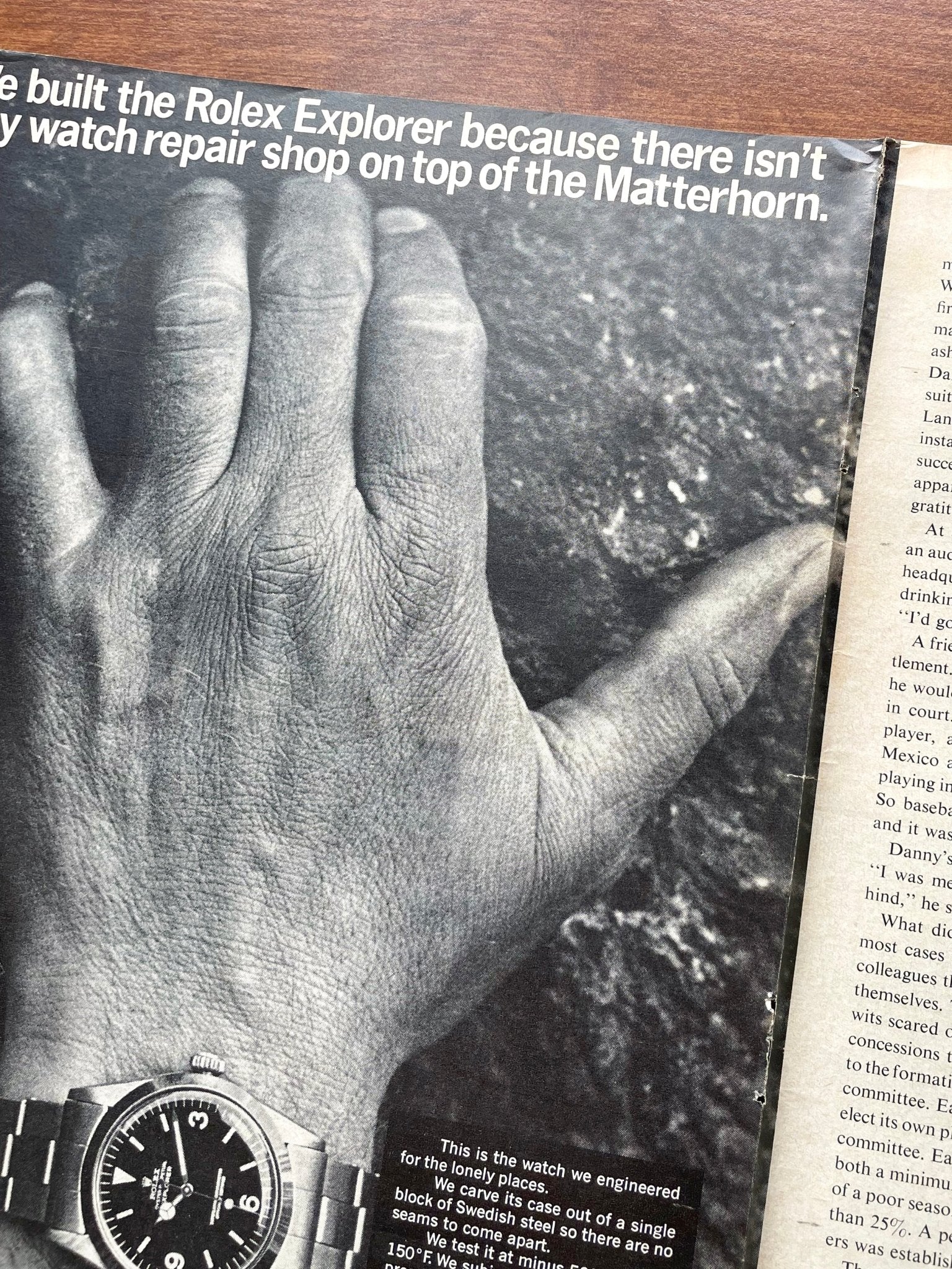 1966 Rolex Explorer Ref. 1016 "Top of the Matterhorn" Advertisement