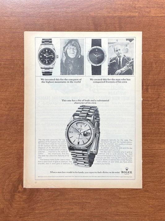 1966 Rolex Explorer Ref. 1016 w/ Cellini and Day - Date Advertisement