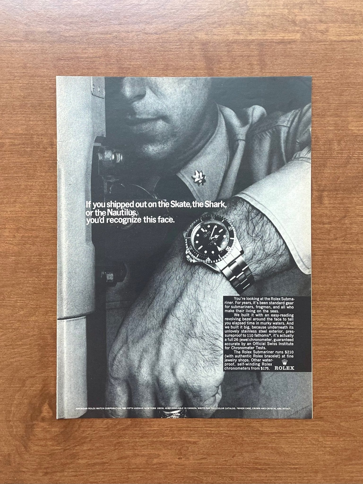 1966 Rolex Submariner Ref. 5512 "Skate, the Shark, or the Nautilus..." Advertisement