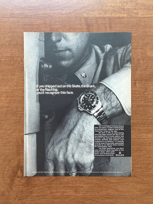 1966 Rolex Submariner Ref. 5512 "Skate, the Shark, or the Nautilus..." Advertisement