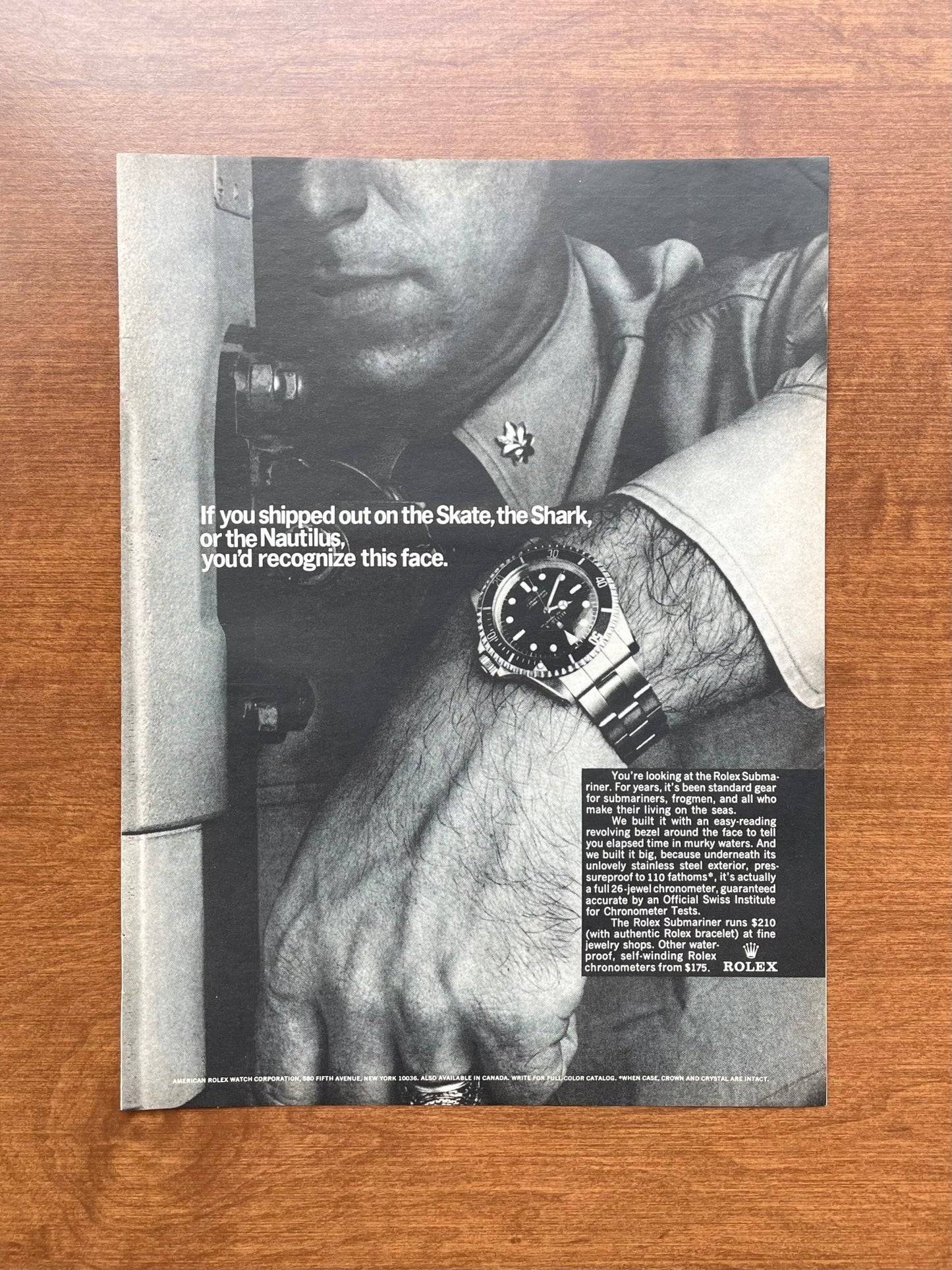 1966 Rolex Submariner Ref. 5512 "Skate, the Shark, or the Nautilus..." Advertisement