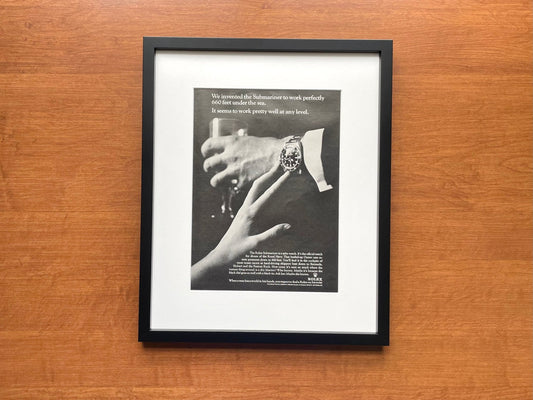 1966 Rolex Submariner "work pretty well at any level." Advertisement in Black Wood Frame