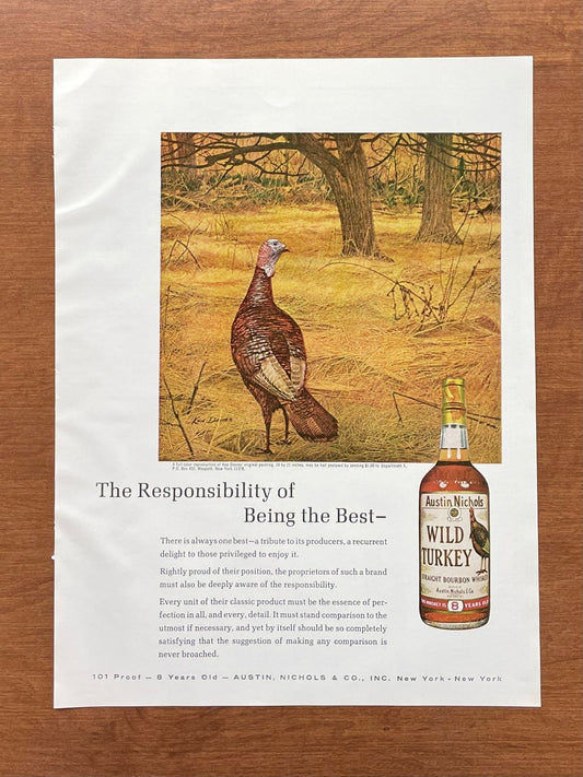 1966 Wild Turkey Bourbon Whiskey "Responsibility of being the Best "Advertisement