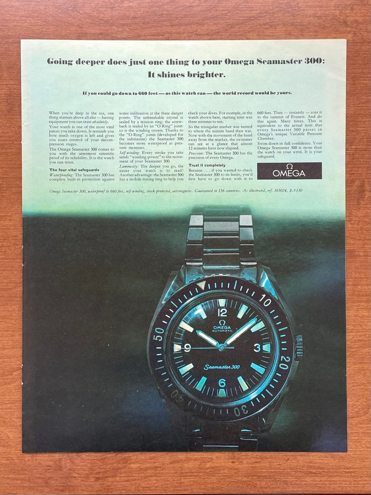 1967 Omega Seamaster 300 "shines brighter" Advertisement