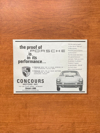 1967 Porsche "Proof... is in its performance..." Advertisement
