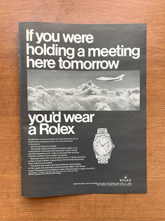 1967 Rolex Datejust Ref. 1601 "If you were holding a meeting..." Advertisement