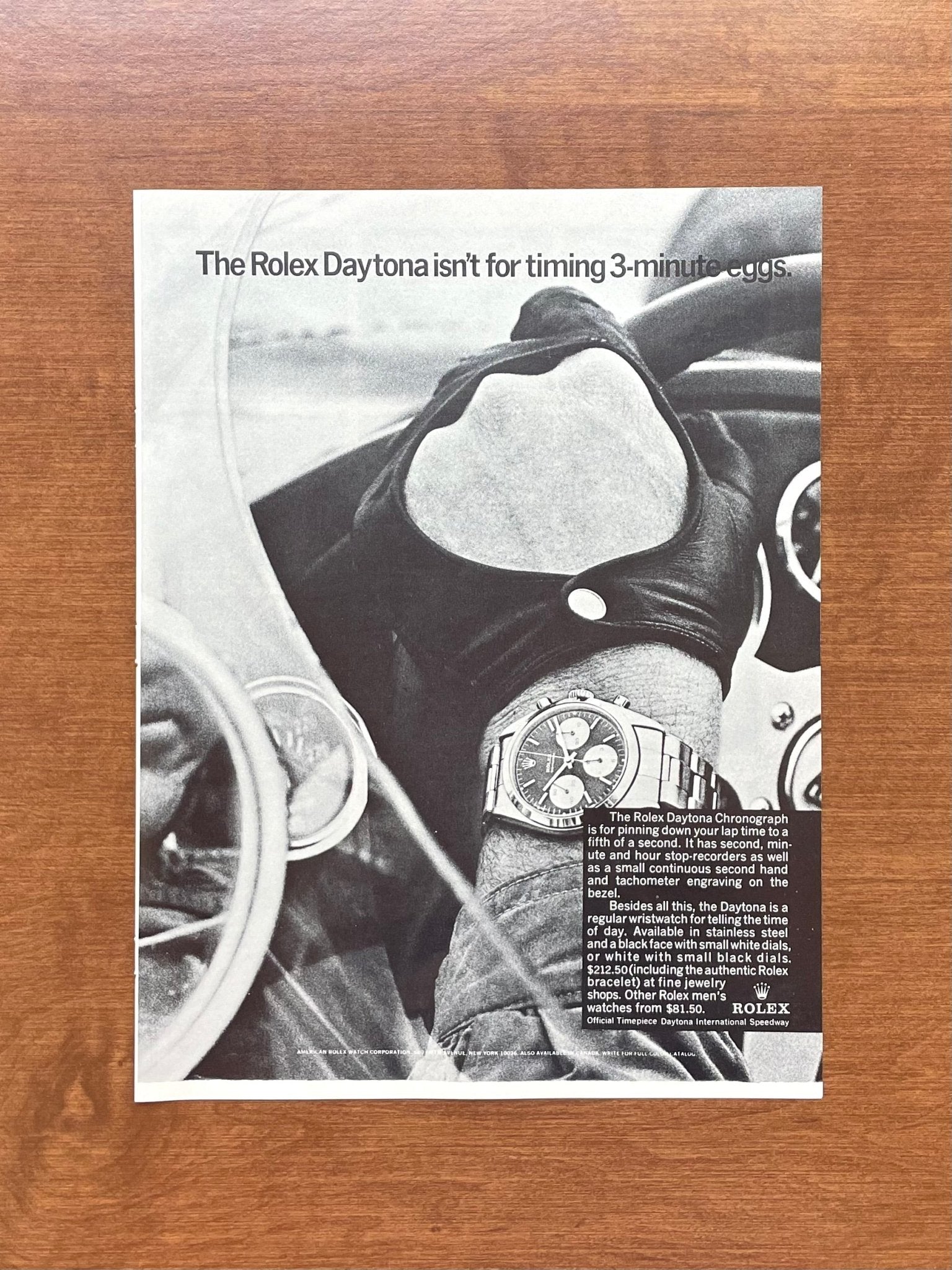 1967 Rolex Daytona "isn't for timing 3 - minute eggs." Advertisement