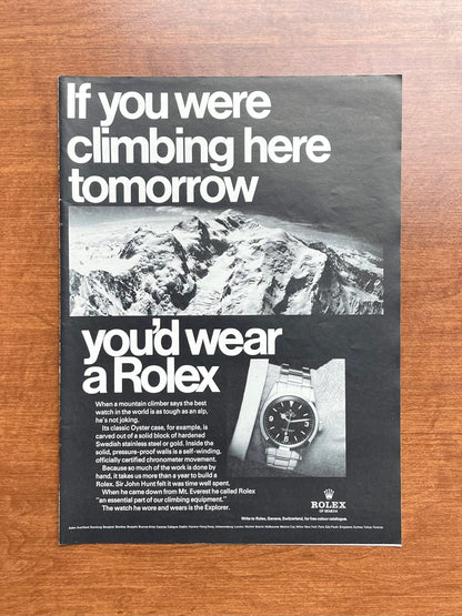 1967 Rolex Explorer Ref. 1016 "If you were climbing..." Advertisement