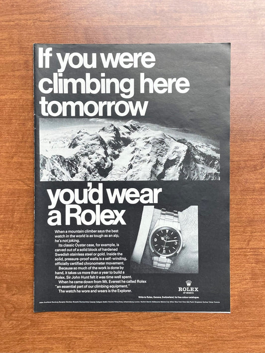 1967 Rolex Explorer Ref. 1016 "If you were climbing..." Advertisement