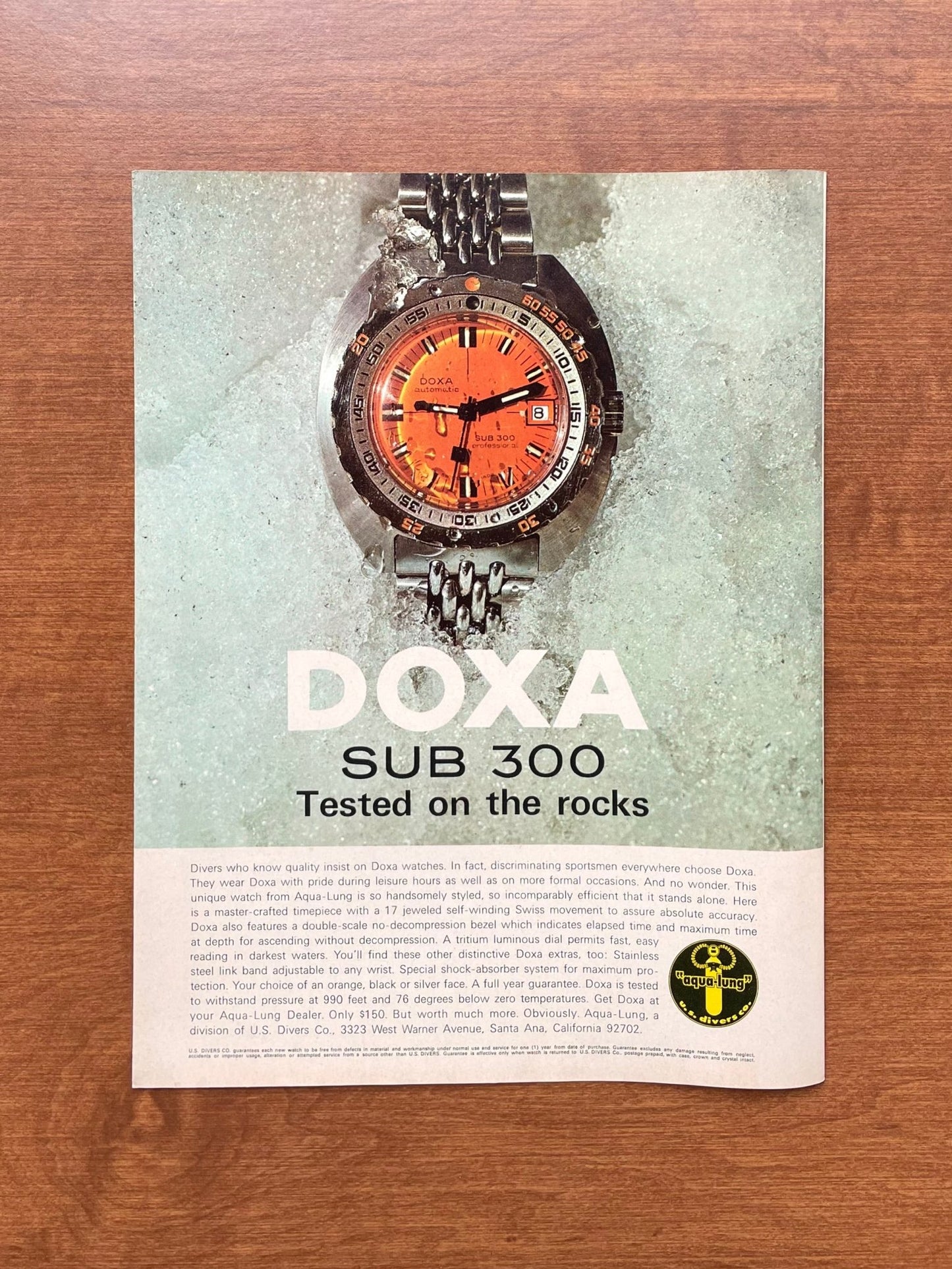 1968 Doxa SUB 300 "Tested on the rocks" Advertisement