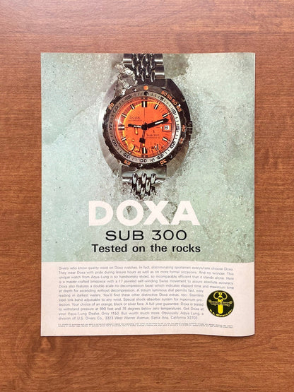 1968 Doxa SUB 300 "Tested on the rocks" Advertisement