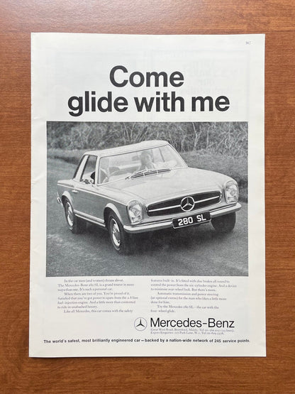 1968 Mercedes Benz 280 SL "Come glide with me" Advertisement