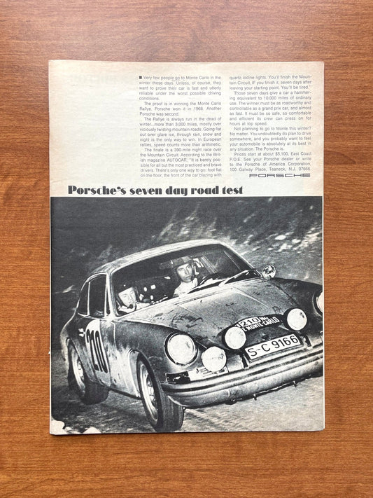 1968 Porsche 911 "Seven day road test" Advertisement